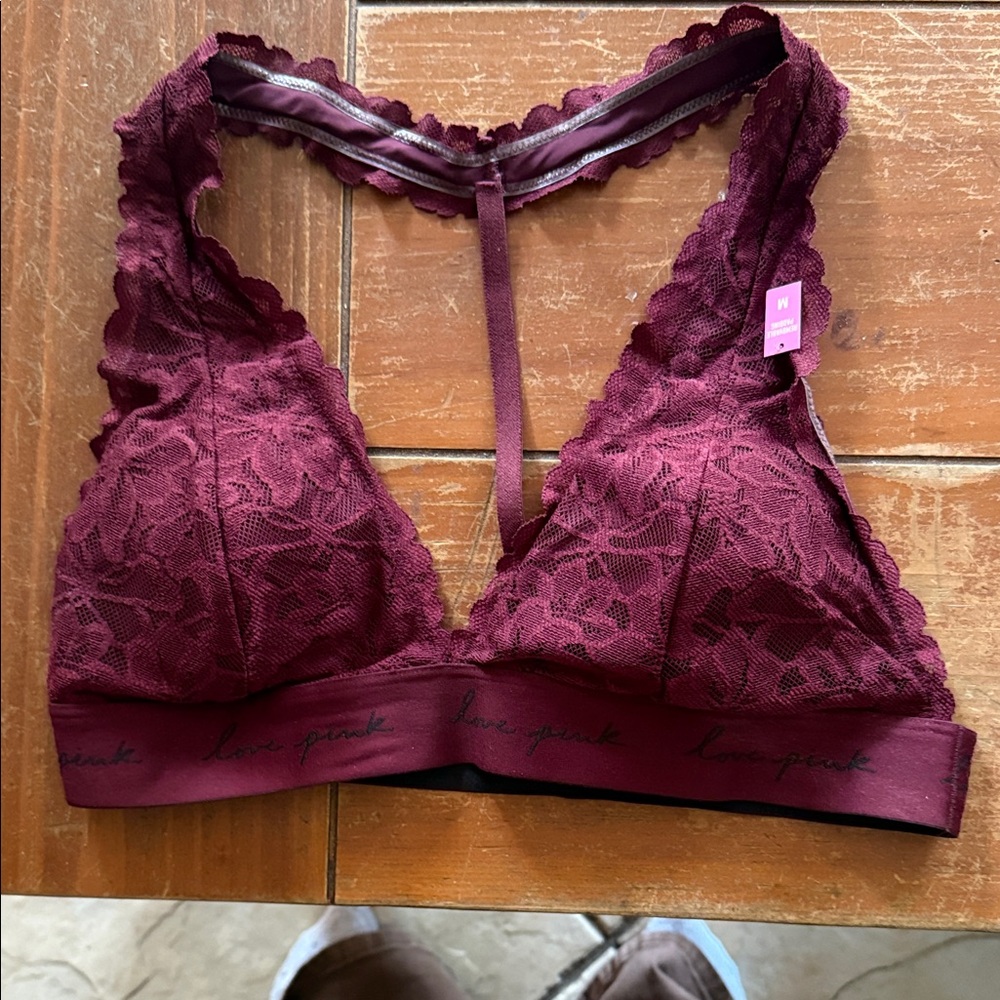 PINK Victoria's Secret burgundy Lace Bralette NWT